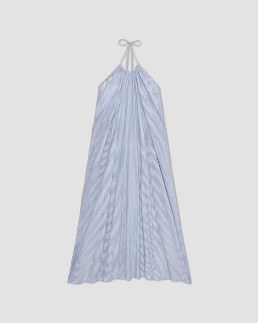 Alternative view of The Tie-Back Halter Dress | Mazarine Blue / Optic White