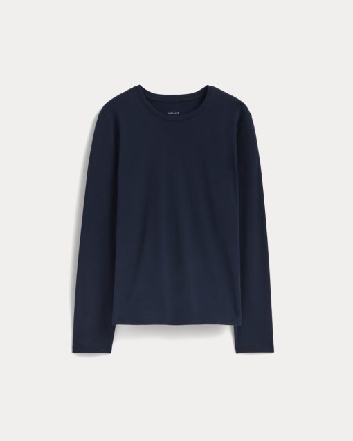 Alternative view of The Slim Long-Sleeve Crew in Essential Cotton | Navy