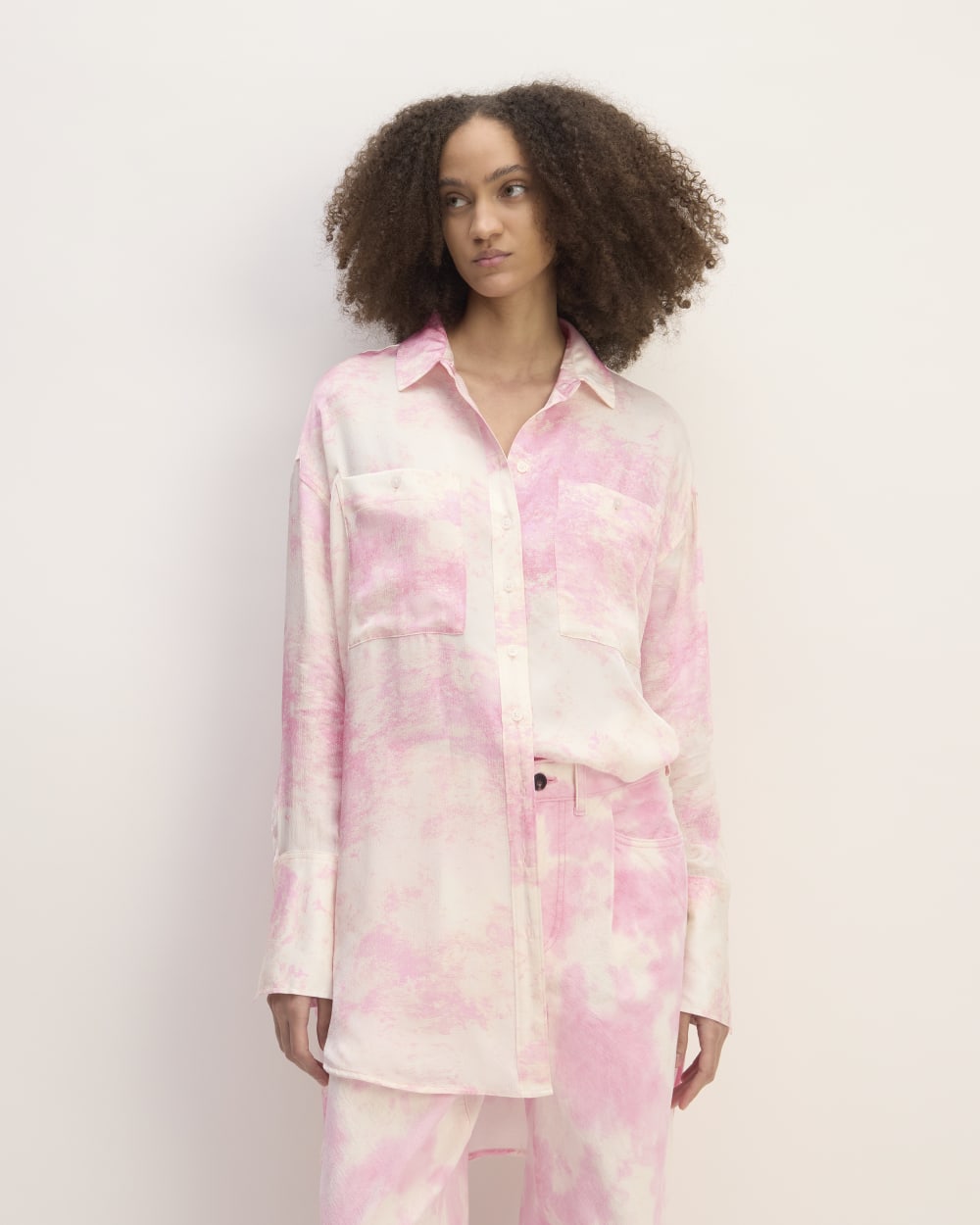 The Everlane x Marques' Almeida Satin Tie-Dye Shirt | Pink Tie-Dye - Image 3