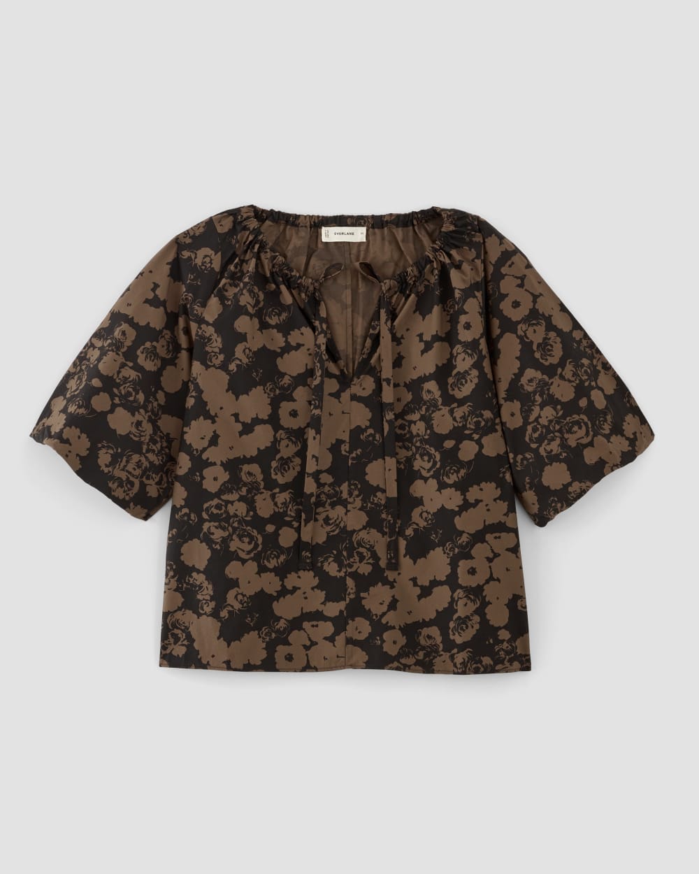 The Supima® Puff-Sleeve Top | Black / Cocoa Floral - Image 2