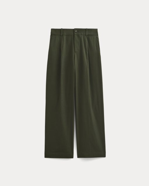 Alternative view of Wide-Leg Trouser in Buttersmooth | Dark Green | 30 Inseam