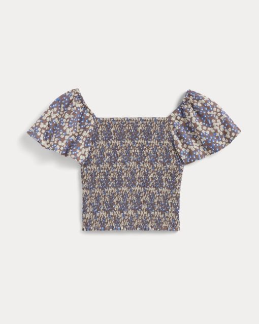 Alternative view of The Gauze Smocked Top | Mocha Floral