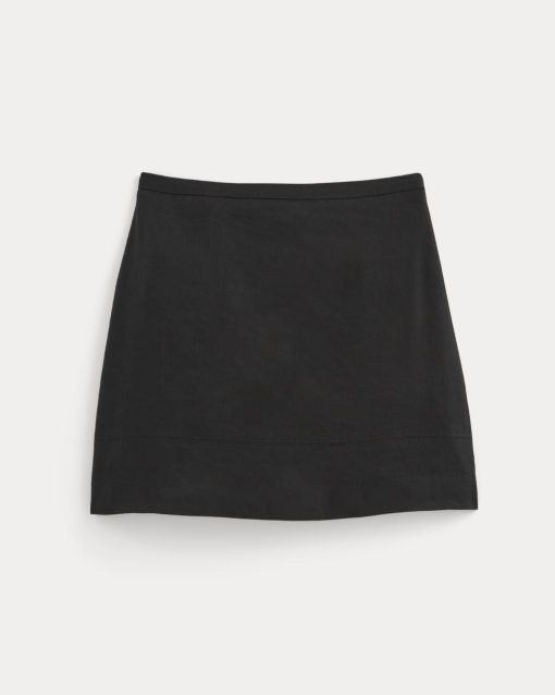 Alternative view of The Mini Skirt in Stretch Linen | Black