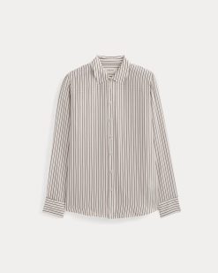 Alternative view of The Must-Have Shirt in Washable Silk | Bone / Toffee Stripe