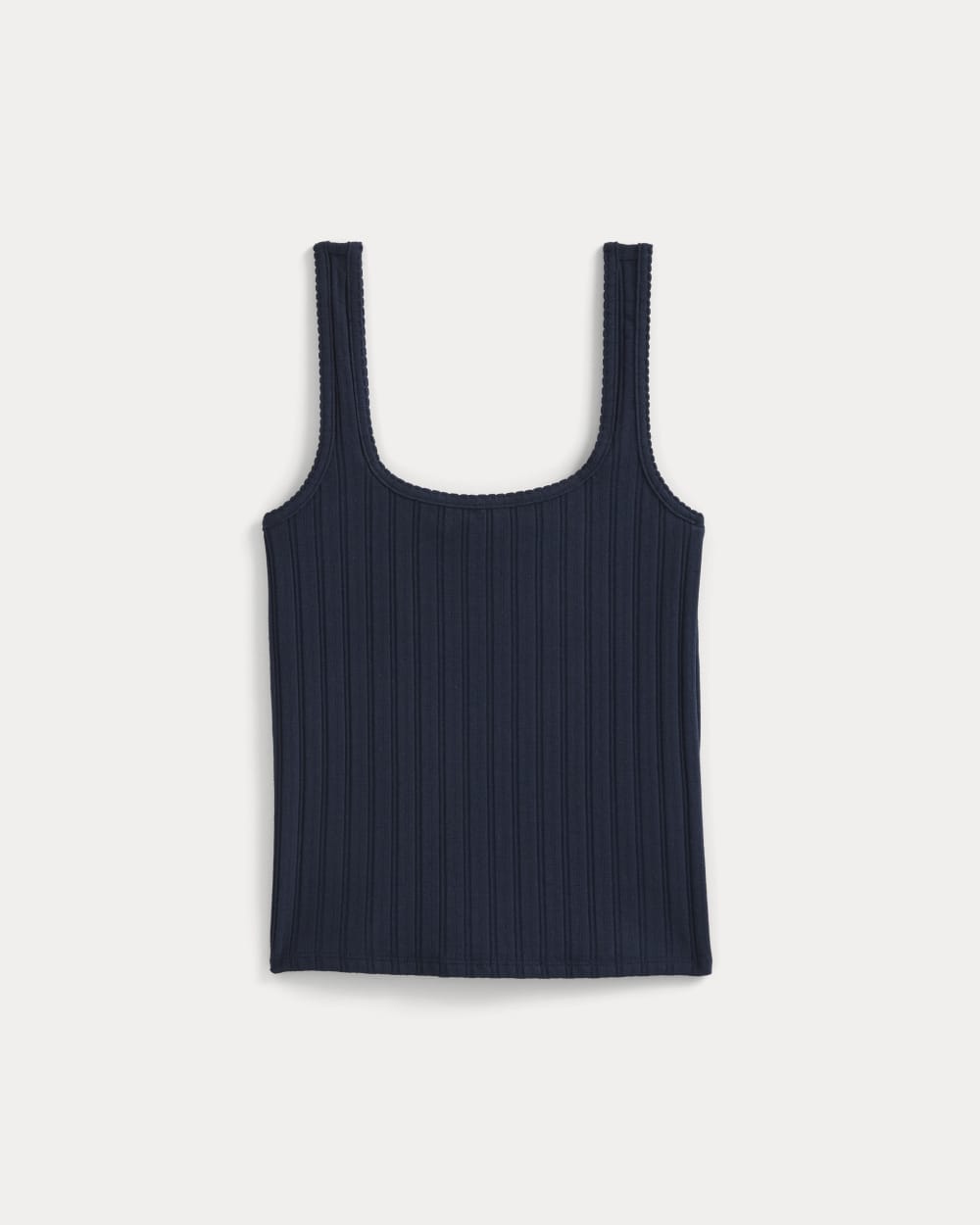 Scoop-Neck Tank in Pointelle | Deep Navy - Image 2