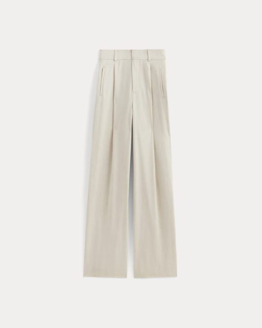 Alternative view of The Draper Pleated Pant in Buttersmooth | Heathered Oat | 32 Inseam