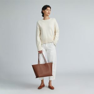 Alternative view of The Luxe Medium Italian Leather Tote | Cognac