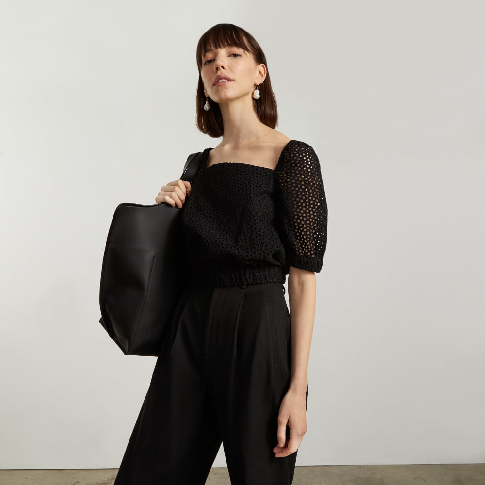 The Eyelet Puff Sleeve Top | Black - Image 8