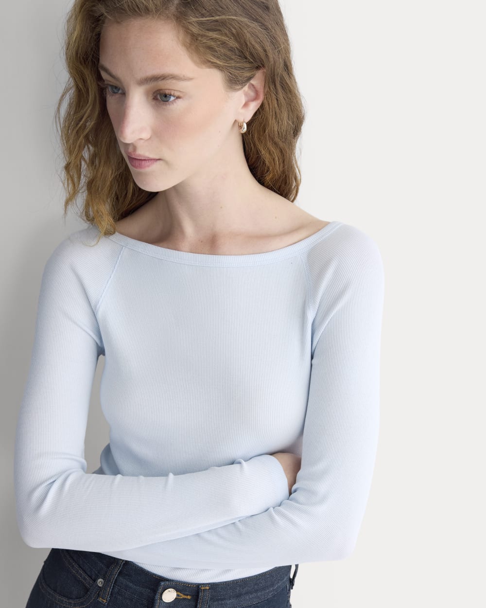 Luxe Rib Boatneck Top | Skywriting - Image 3
