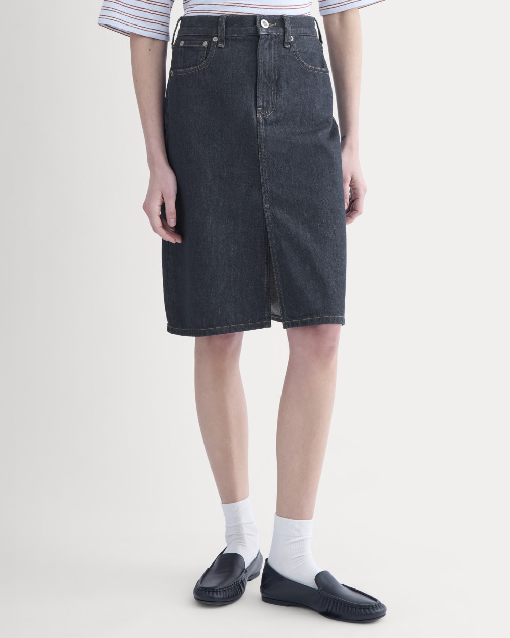 Mid-Rise Denim Midi Skirt | Tungsten Rinse - Image 4