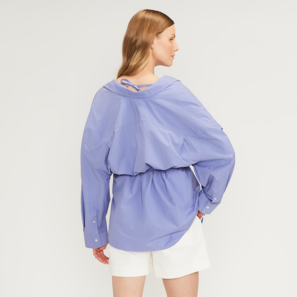 The Poplin Tie Back Shirt | Cornflower Blue - Image 3