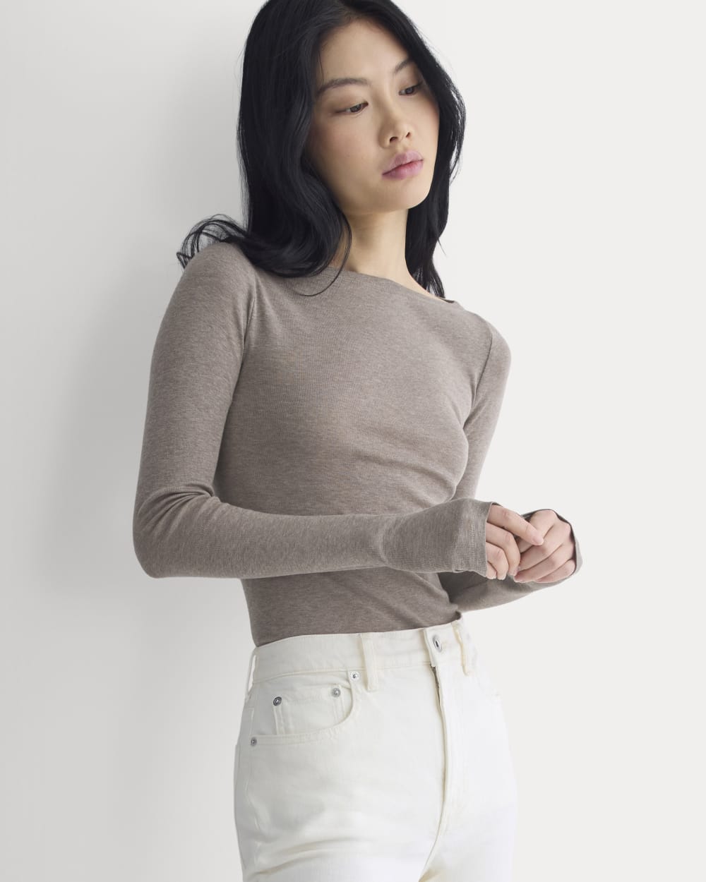 Tissue Boatneck Top | Heathered Chocolate Chip - Image 3