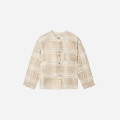 The Linen Billow Blouse | Iced Coffee Grid