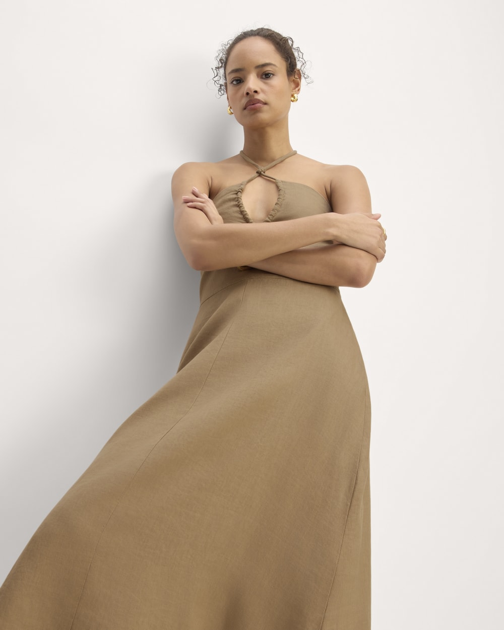 The Linen Halter-Neck Dress | Tiger's Eye - Image 4