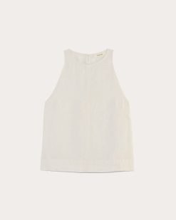 Alternative view of The Linen High-Neck Tank | Natural Chambray