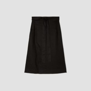 Alternative view of The Linen Wrap Skirt | Black