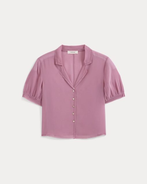 Alternative view of Notch Collar Shirt in Silk Georgette | Heather Rose