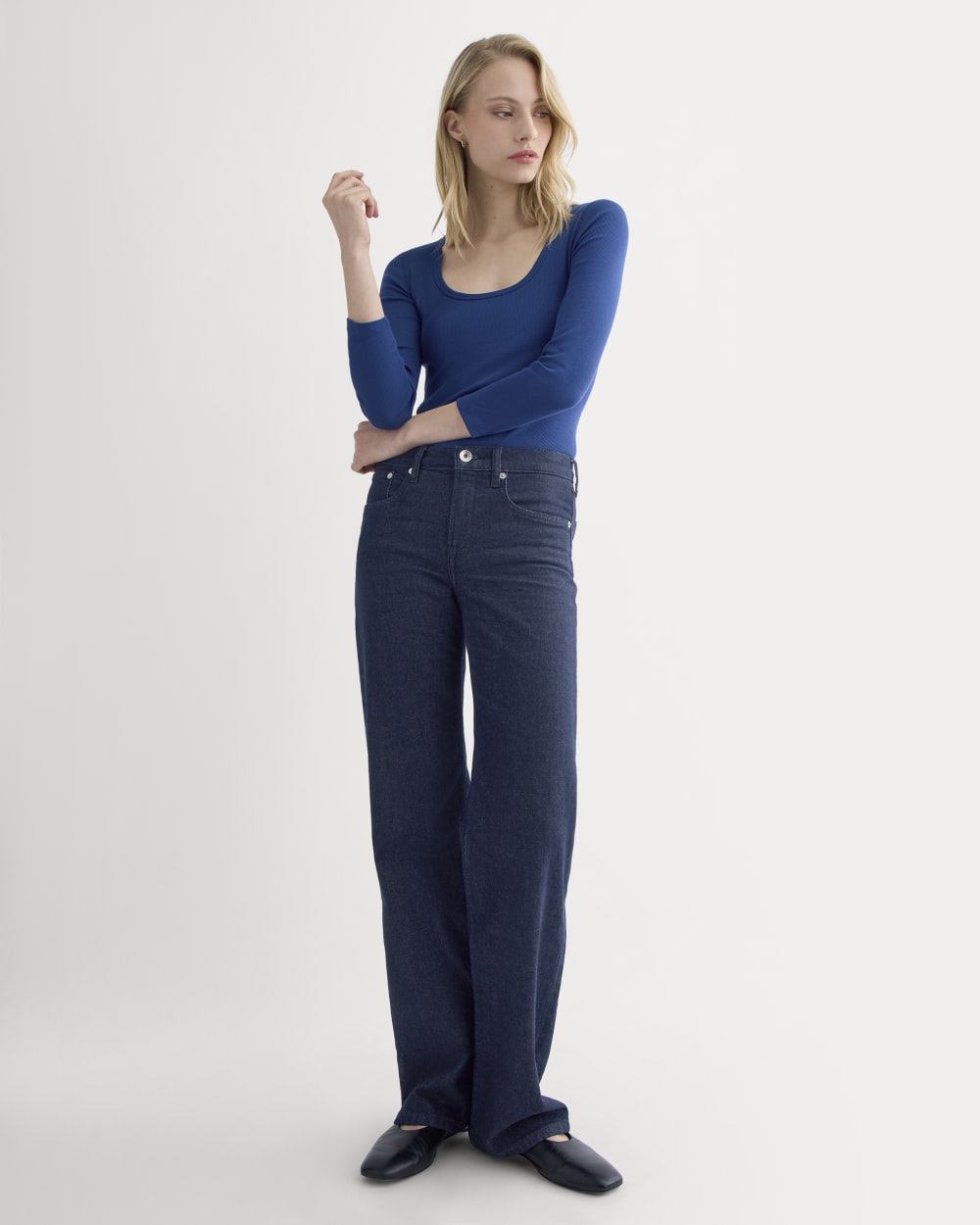 Luxe Rib Deep U-Neck Top | Estate Blue - Image 5