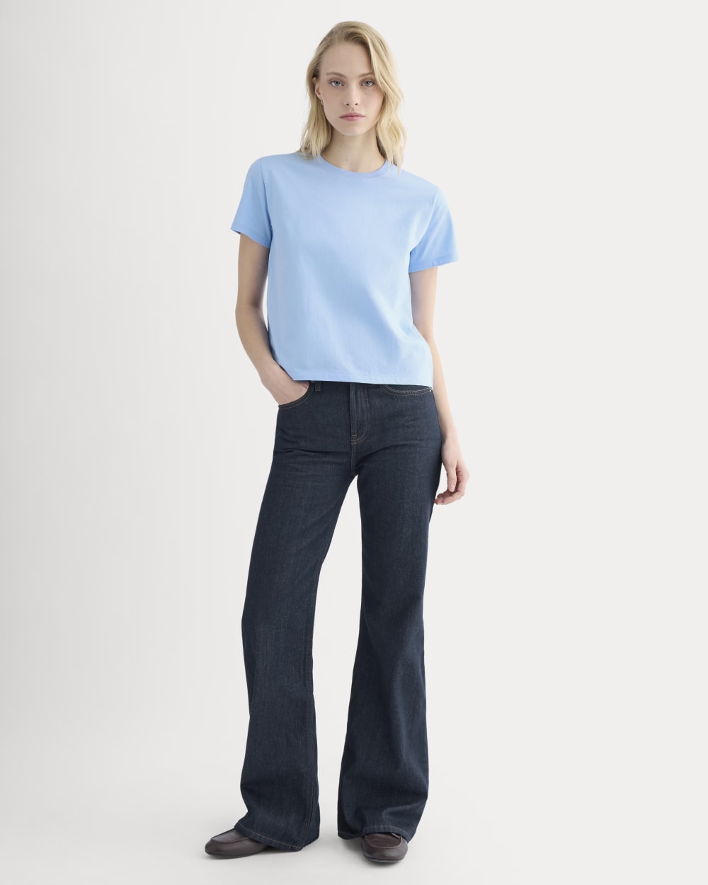 The Box-Cut Tee in Essential Cotton | Open Air Blue | No Pocket - Image 3
