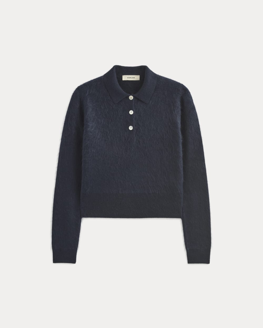 Lush Cashmere Cropped Polo Sweater | Starry Navy - Image 2