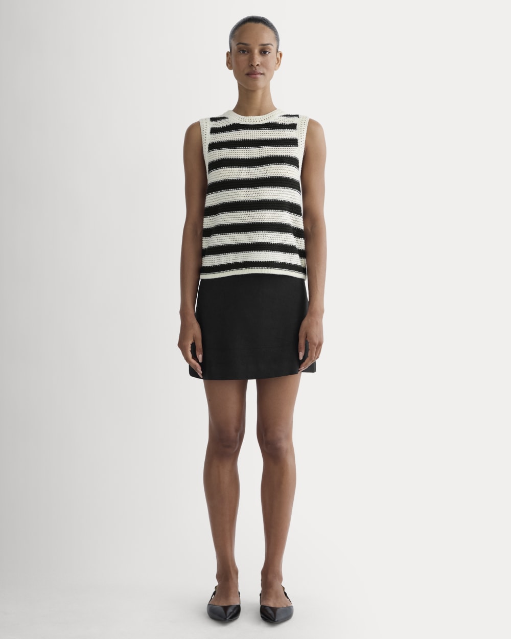 The Organic Cotton Open-Stitch Tank | Canvas / Black - Image 3
