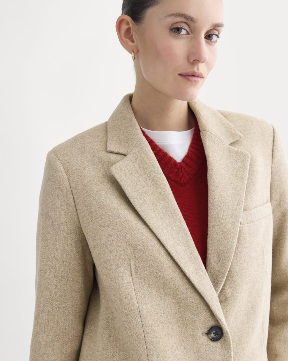 The Oversized Blazer in Wool | Taupe Herringbone - Image 4