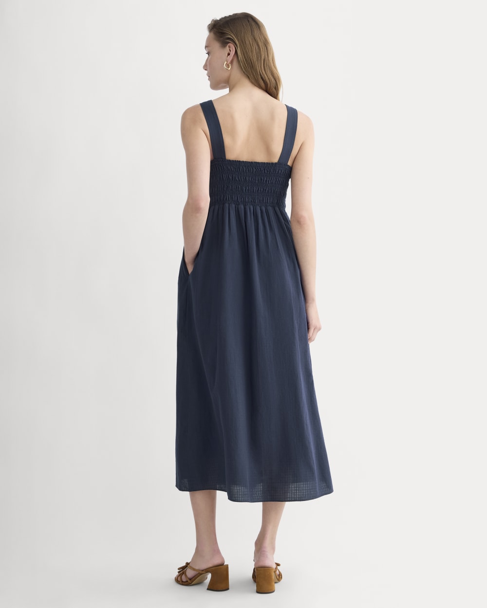 The Gauze Smock Dress | Navy - Image 4