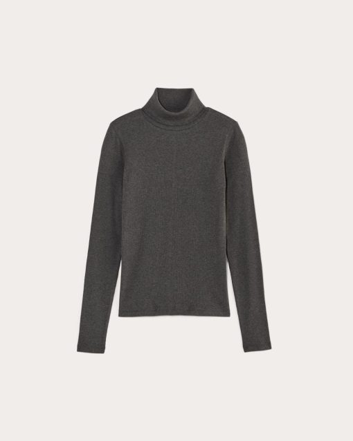 Alternative view of The Luxe Rib Turtleneck | Heathered Soot