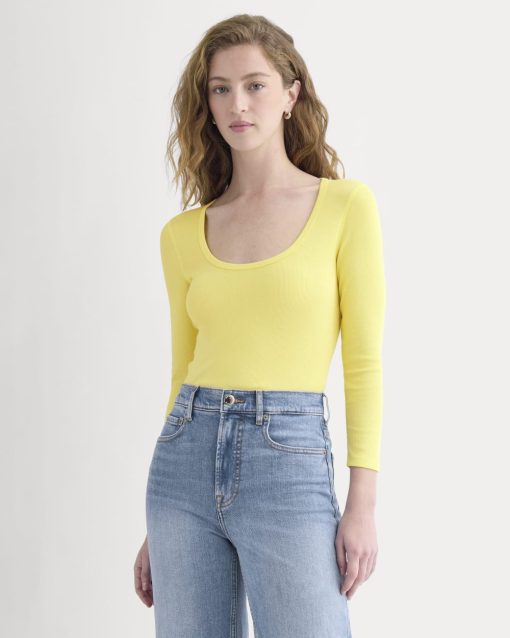 Luxe Rib Deep U-Neck Top | Celandine