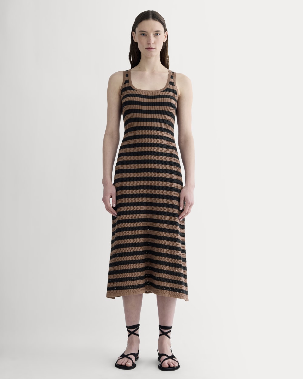 The Crochet Knit Tank Dress | Mocha / Black