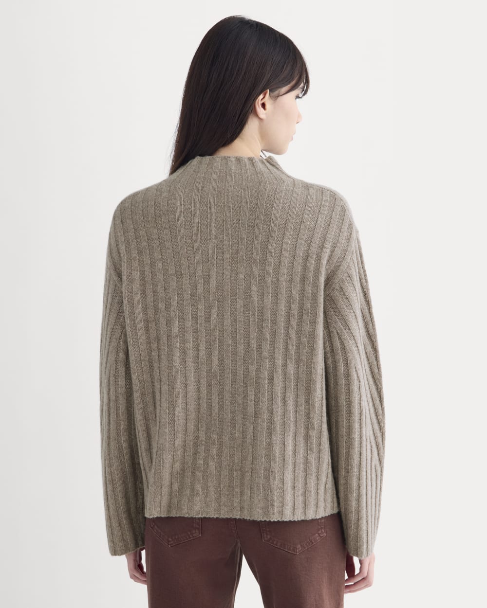 Funnel-Neck Sweater in Wool Cashmere | Light Heathered Taupe - Image 5