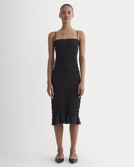 The Smocked Column Dress | Black