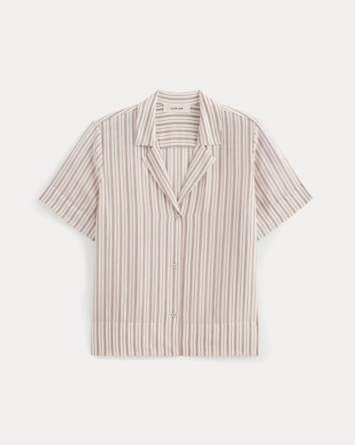 Alternative view of The Notch Shirt in Washable Silk | Bone / Dusky Rose