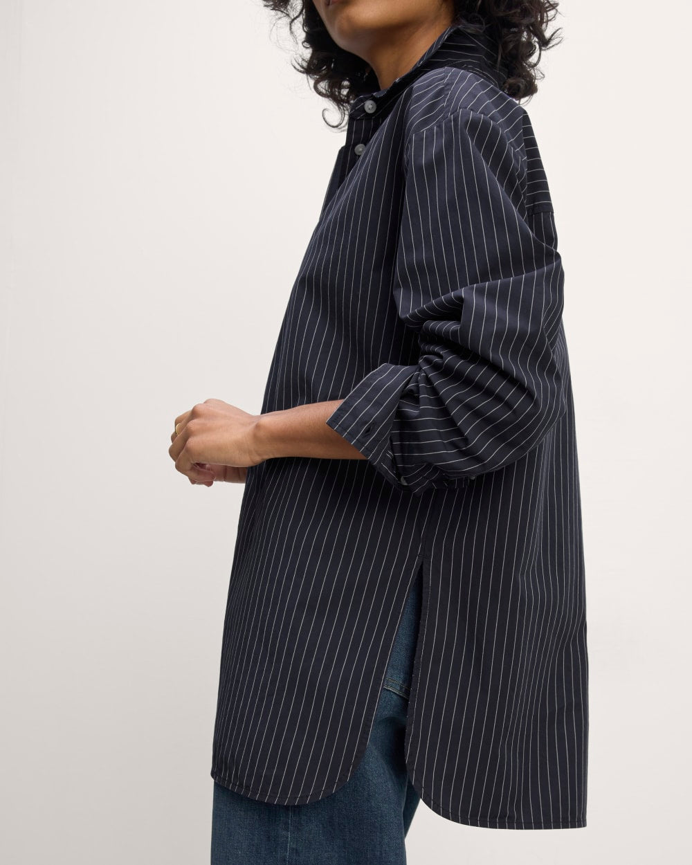 The Supima® Cotton Boyfriend Shirt | Navy / White - Image 5