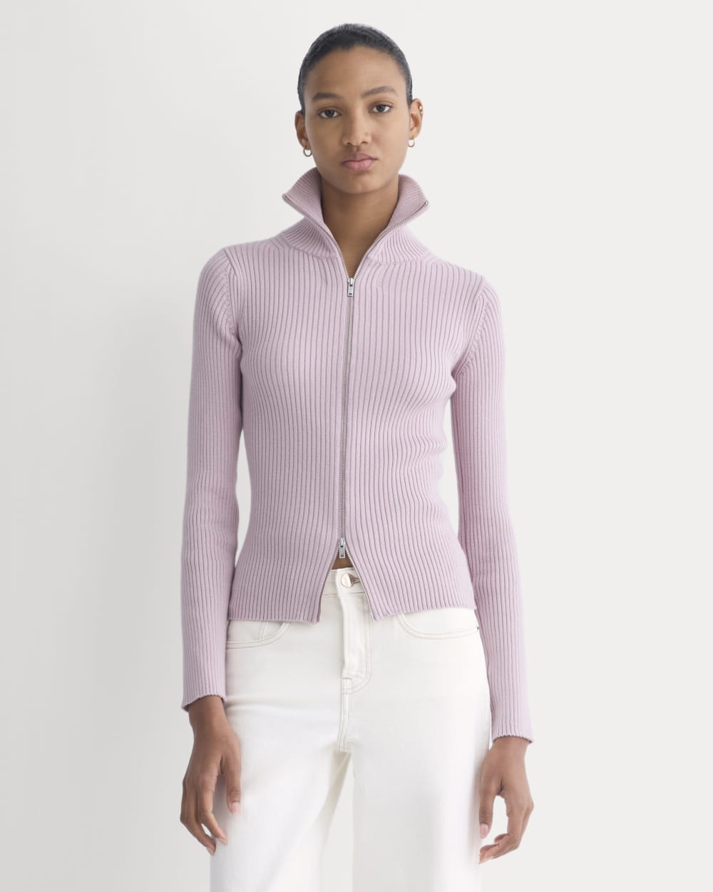 Full-Zip Ribbed Jacket in Everyday Cotton | Burnished Lilac - Image 3