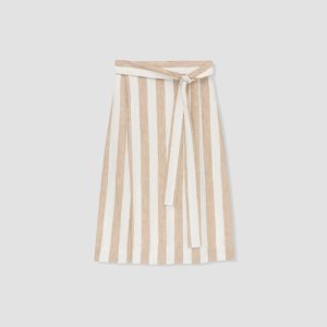 Alternative view of The Linen Wrap Skirt | Bone / Caramel