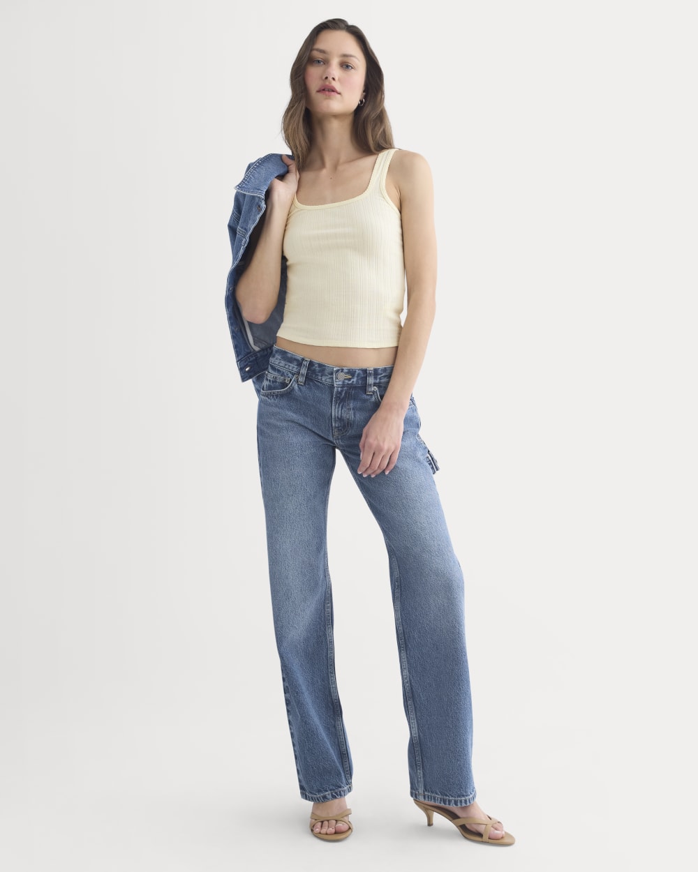 Scoop-Neck Tank in Pointelle | Lemon Icing - Image 3
