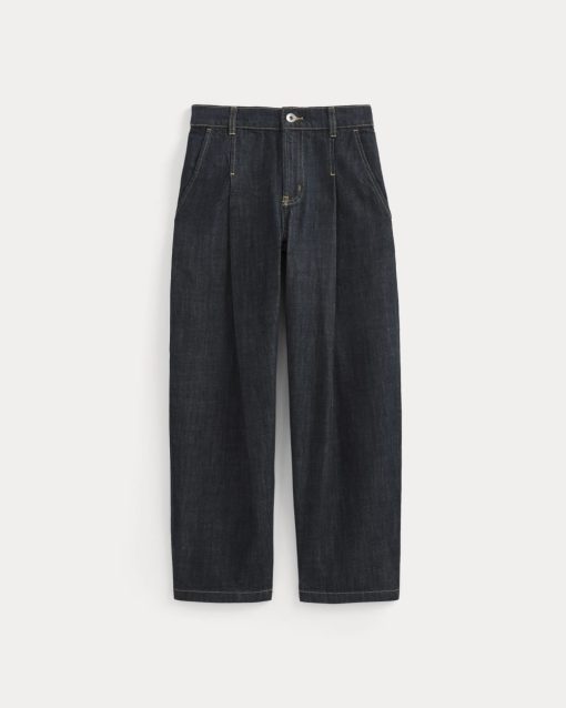 Alternative view of The High Rise Pleated Jean | Dark Indigo