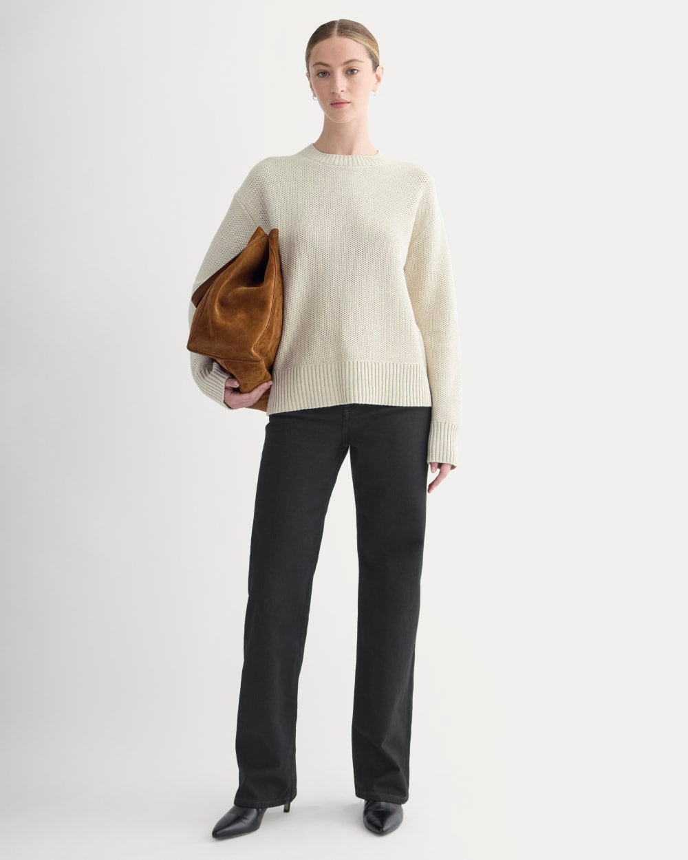 The Cotton Honeycomb Square Crew | Heathered Oat - Image 3