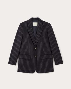Alternative view of The Oversized Blazer in Wool | Navy / White