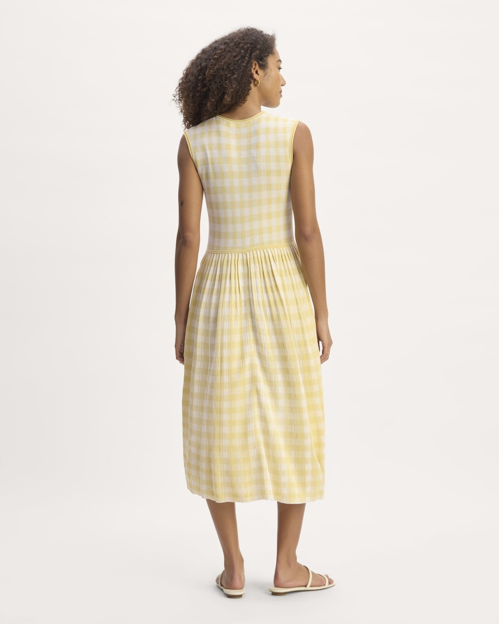 The Knit Pleated Dress | Bone / Parsnip Gingham - Image 6
