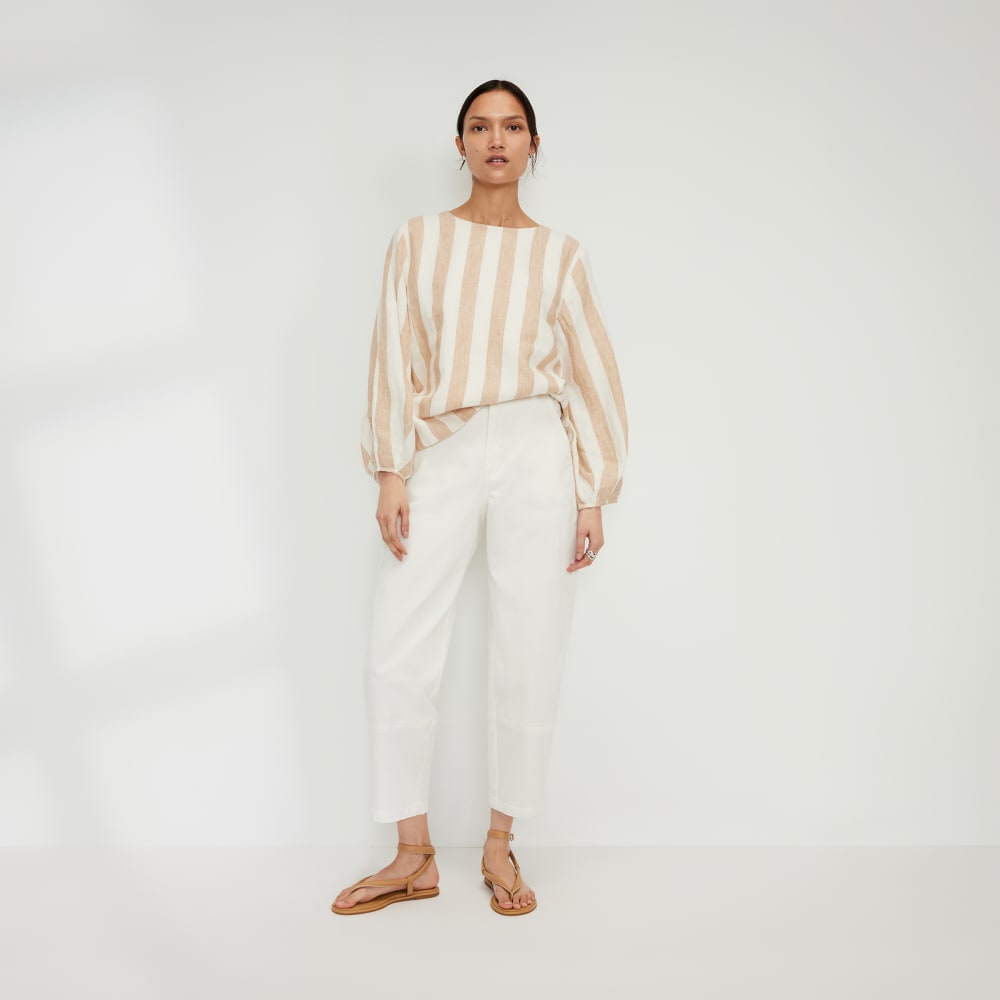The Linen Long-Sleeve Top | Bone / Caramel - Image 6