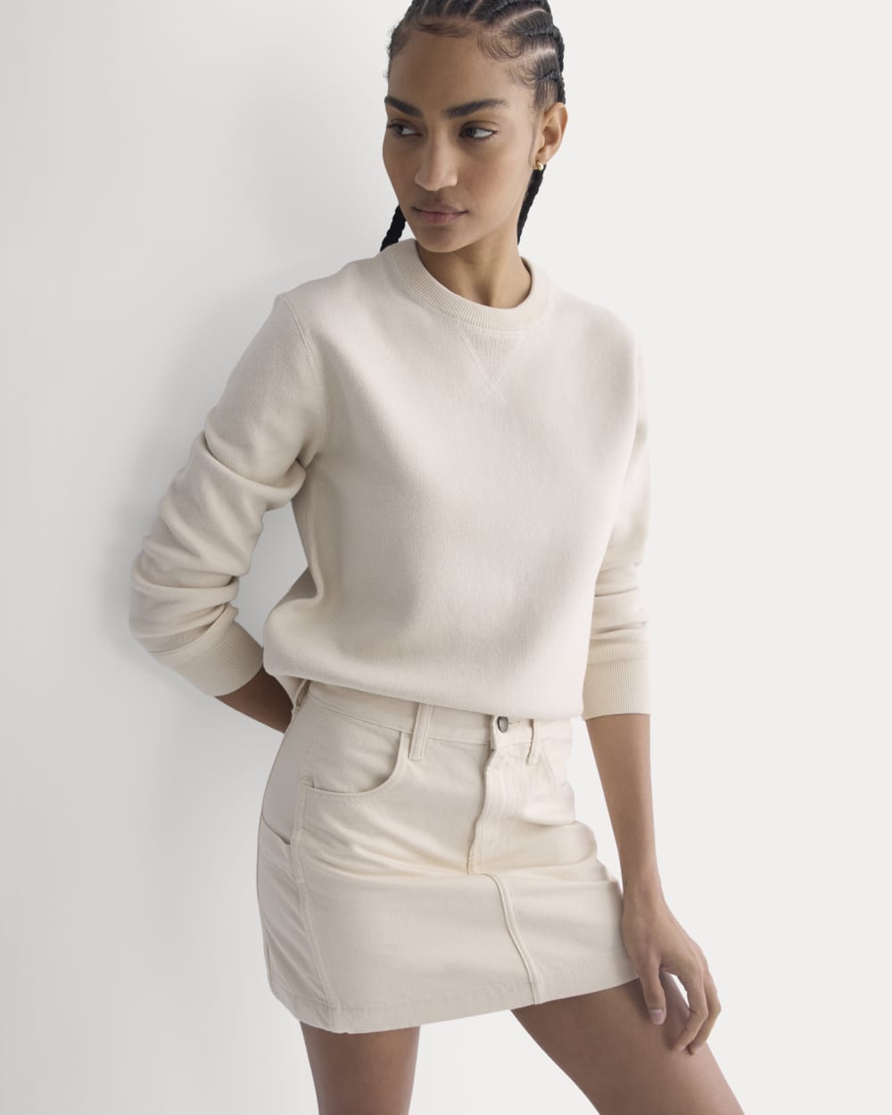 Denim Utility Mini Skirt | Calico Ecru