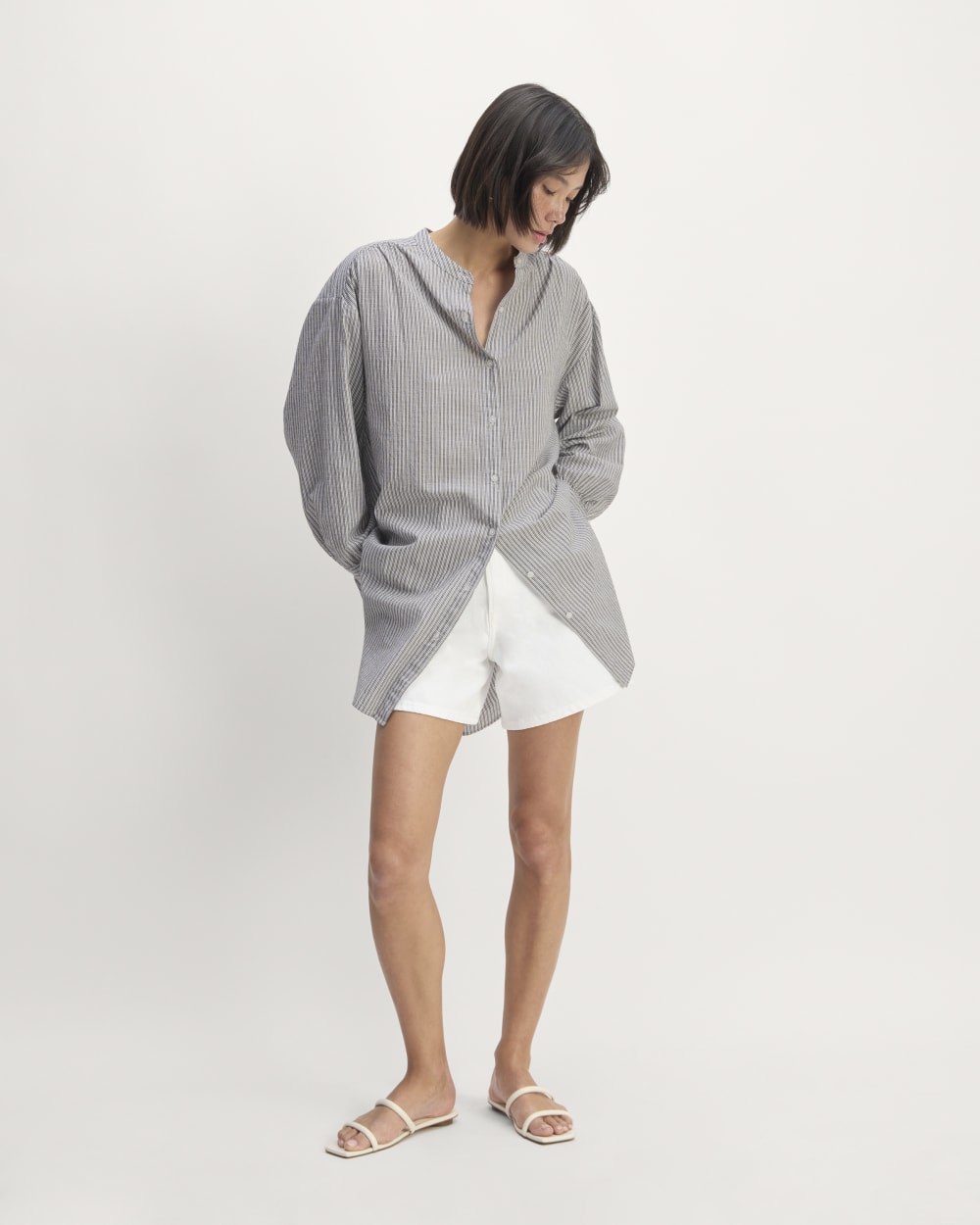 The Gauze Oversized Shirt | White / Black - Image 3