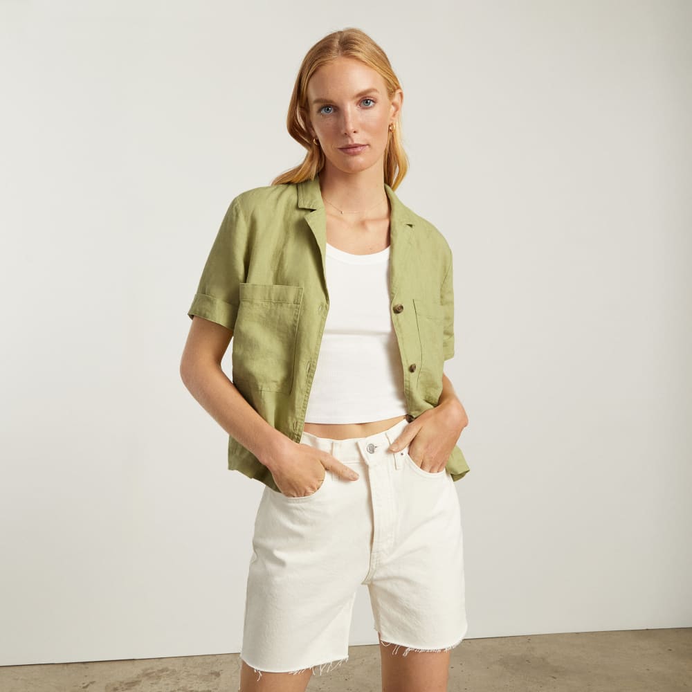 The Linen Workwear Shirt | Leek - Image 9