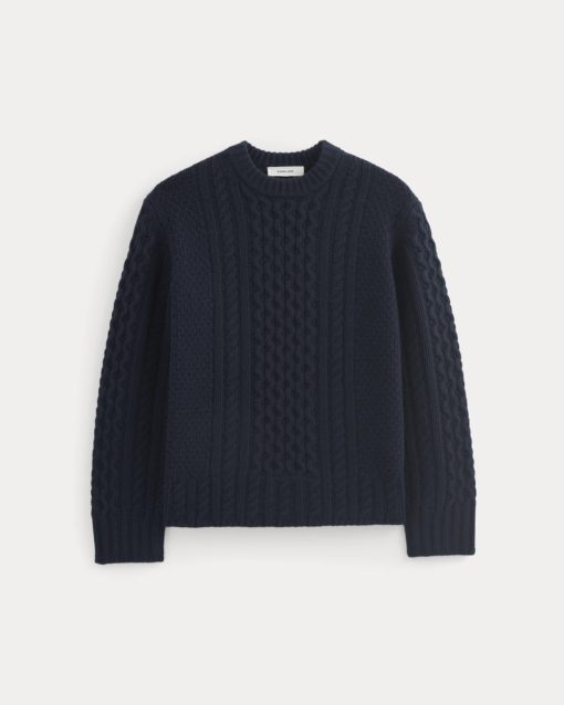Alternative view of Cable Sweater in Luxe Merino | Navy