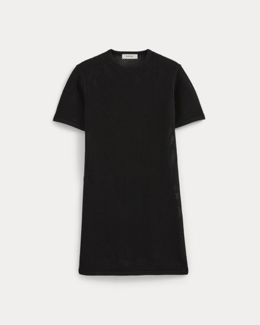 Alternative view of Mesh-Knit Short-Sleeve Dress | Black