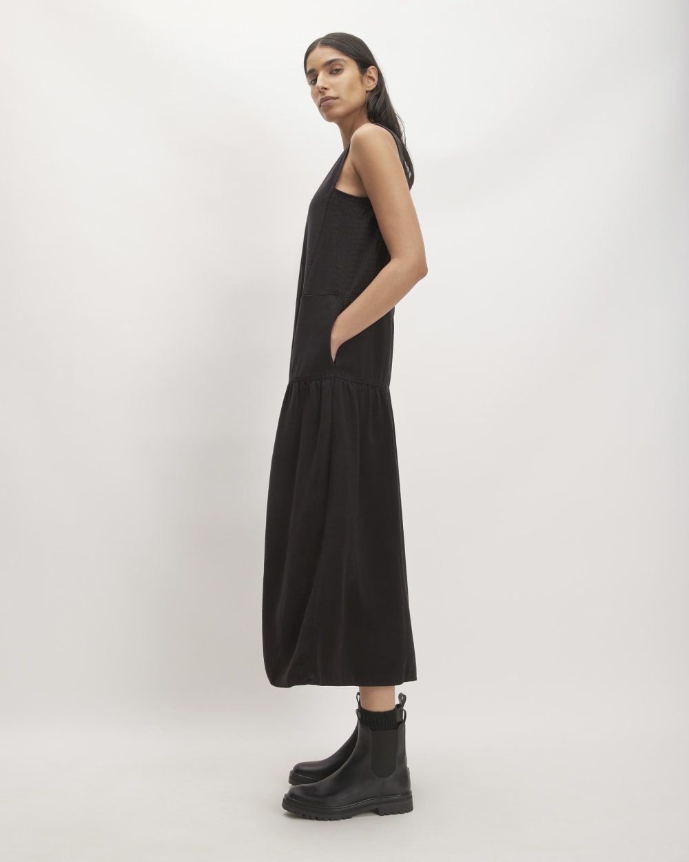 The TENCEL™ V-Neck Dress | Black - Image 3