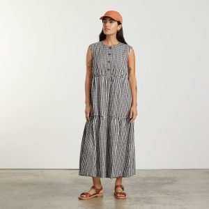 Alternative view of The Tiered Midi Dress | Black Gingham