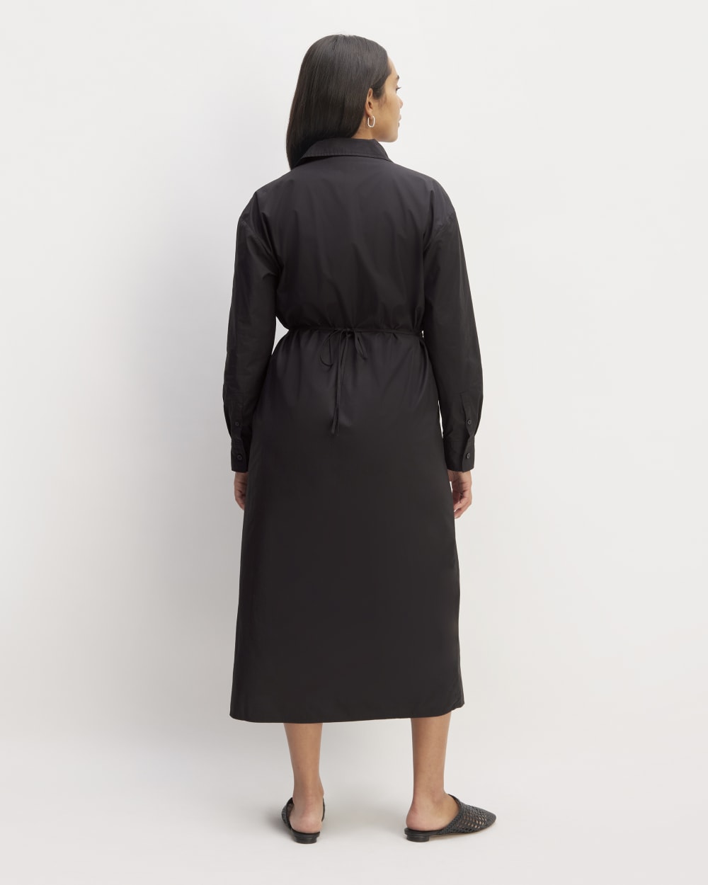 The Supima® Cotton Midi Shirt Dress | Black - Image 6